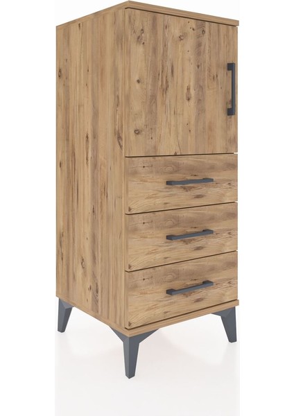 Hyperion Komodin 2 Raflı 3 Çekmeceli Tek Kapaklı 44X44X106 Çam-Çam fiyatları