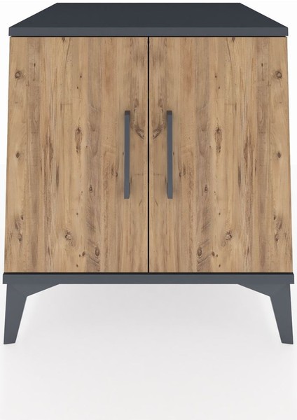 Kronos Komodin 2 Raflı 2 Kapaklı 60X59X64 Antrasit-Çam fiyatları