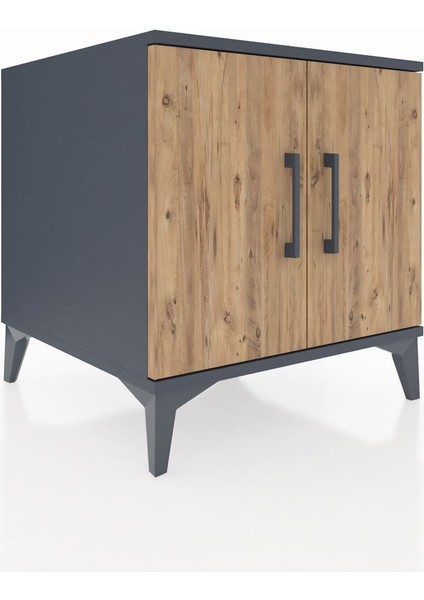 Kronos Komodin 2 Raflı 2 Kapaklı 60X59X64 Antrasit-Çam fırsatları