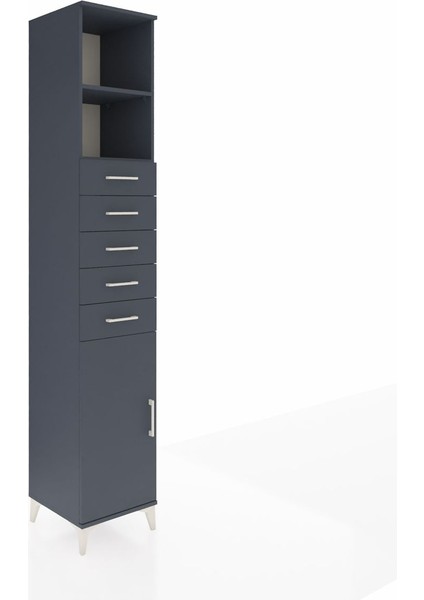 Hyperion Dolap 3 Raflı 5 Çekmeceli Tek Kapaklı 44X44X243 Antrasit-Antrasit fiyatları