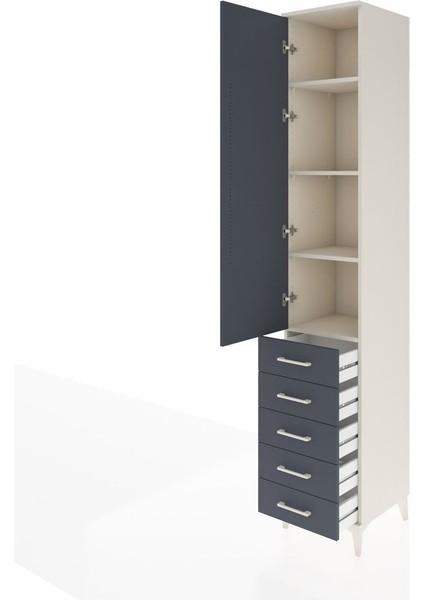 Hyperion Dolap 4 Raflı 5 Çekmeceli Tek Kapaklı 44X44X243 Aytaşı-Antrasit fırsatları