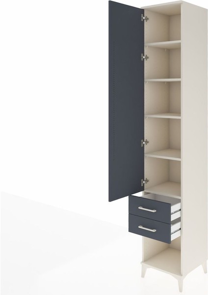 Hyperion Dolap 5 Raflı 2 Çekmeceli Tek Kapaklı 44X44X243 Aytaşı-Antrasit fırsatları