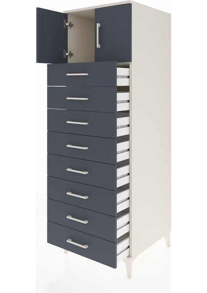 Kronos Dolap Tek Raflı 8 Çekmeceli 2 Kapaklı 60X59X182 Aytaşı-Antrasit fırsatları