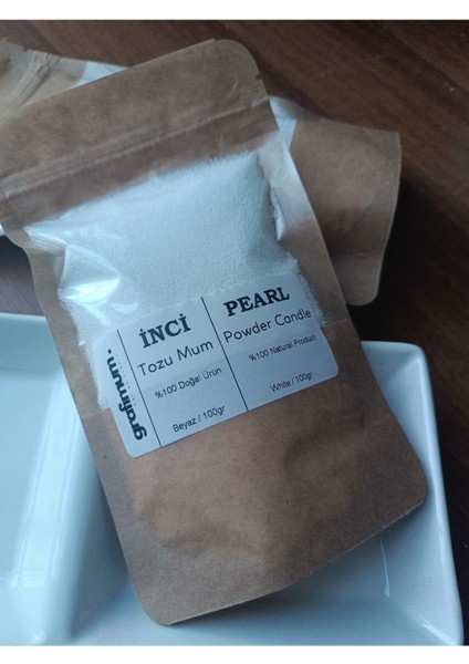 Incı Tozu Beyaz Mum Sonsuzluk Tozu Mum Doğal Mum 20 Adet Fitil ile Pearl Powder Candle 100GRAM