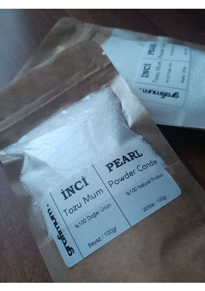 Incı Tozu Beyaz Mum Sonsuzluk Tozu Mum Doğal Mum 20 Adet Fitil ile Pearl Powder Candle 100GRAM