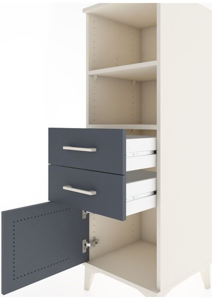 Hyperion Dolap 2 Raflı 2 Çekmeceli Tek Kapaklı 44X44X134 Aytaşı-Antrasit indirimleri