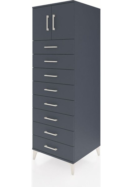 Kronos Dolap Tek Raflı 8 Çekmeceli 2 Kapaklı 60X59X182 Antrasit-Antrasit modelleri