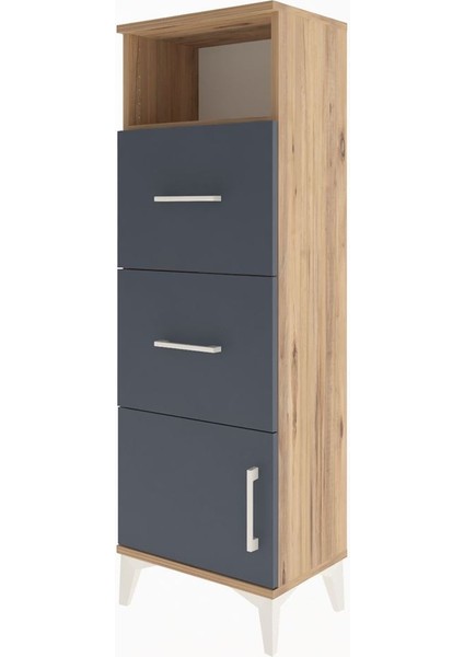 Arges Dolap Tek Raflı 2 Çekmeceli Tek Kapaklı 44X30X134 Çam-Antrasit modelleri