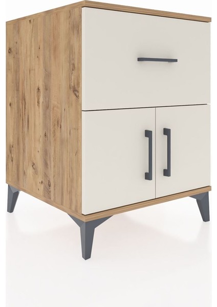 Kronos Komodin Tek Raflı Tek Çekmeceli 2 Kapaklı 60X59X80 Çam-Aytaşı fiyatları