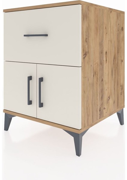 Kronos Komodin Tek Raflı Tek Çekmeceli 2 Kapaklı 60X59X80 Çam-Aytaşı modelleri