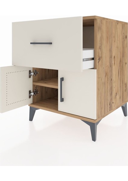 Kronos Komodin Tek Raflı Tek Çekmeceli 2 Kapaklı 60X59X80 Çam-Aytaşı fırsatları