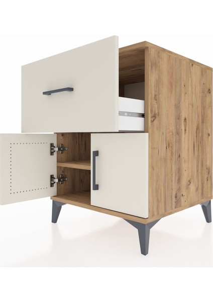 Kronos Komodin Tek Raflı Tek Çekmeceli 2 Kapaklı 60X59X80 Çam-Aytaşı indirimleri