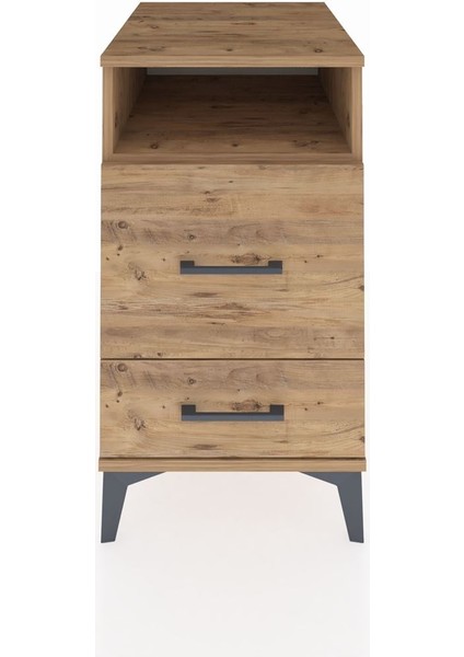 Kronos Komodin Tek Raflı 2 Çekmeceli 44X59X80 Çam-Çam