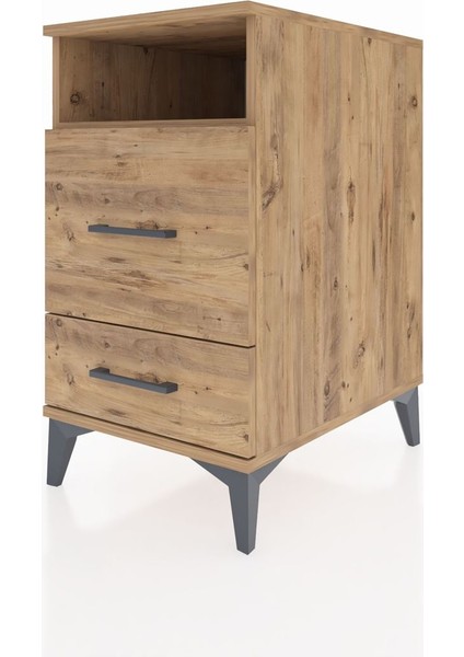 Kronos Komodin Tek Raflı 2 Çekmeceli 44X59X80 Çam-Çam modelleri