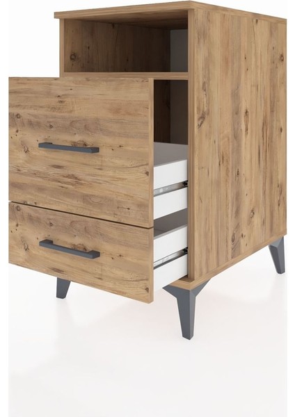 Kronos Komodin Tek Raflı 2 Çekmeceli 44X59X80 Çam-Çam fırsatları