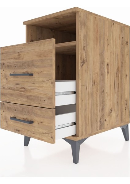 Kronos Komodin Tek Raflı 2 Çekmeceli 44X59X80 Çam-Çam indirimleri