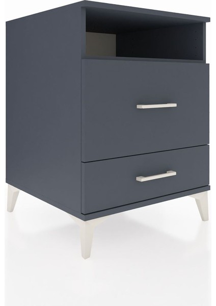 Kronos Komodin Tek Raflı 2 Çekmeceli 60X59X80 Antrasit-Antrasit fiyatları