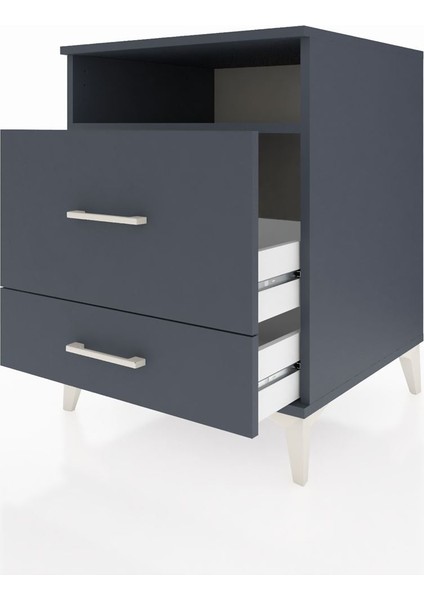 Kronos Komodin Tek Raflı 2 Çekmeceli 60X59X80 Antrasit-Antrasit fırsatları