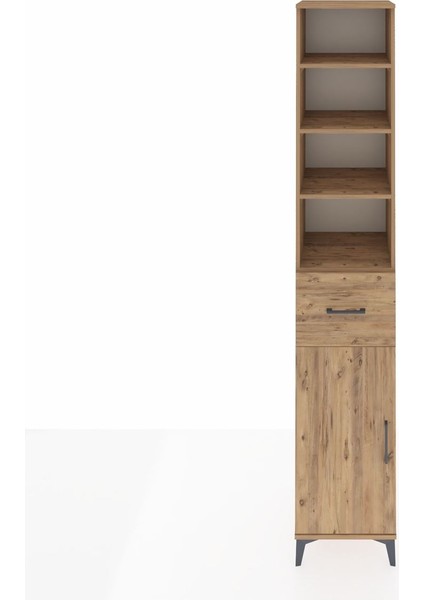 Hyperion Dolap 5 Raflı Tek Çekmeceli Tek Kapaklı 44X44X243 Çam-Çam