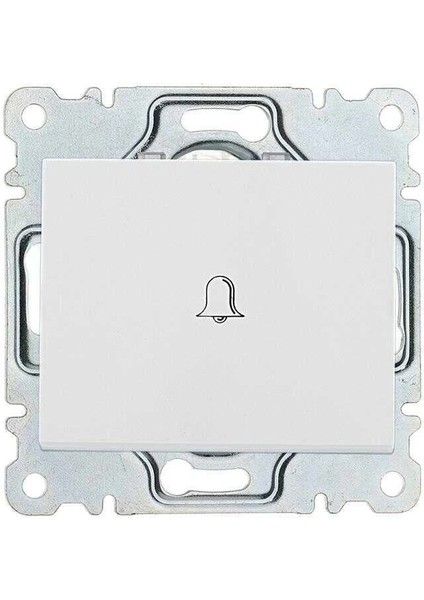 Beyaz Zil Butonu Light Çerçevesiz - Priz ve Anahtar Için Uyumlu Çerçeve