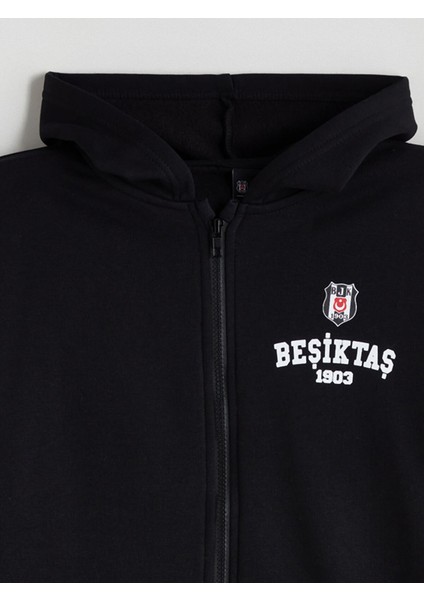 Yeni Sezon Kapüşonlu Beşiktaş Baskılı Erkek Çocuk Fermuarlı Sweatshirt fiyatları