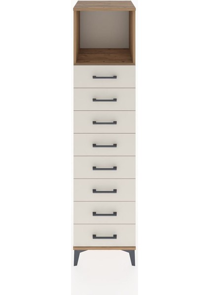 Hyperion Dolap Tek Raflı 8 Çekmeceli 44X44X182 Çam-Aytaşı