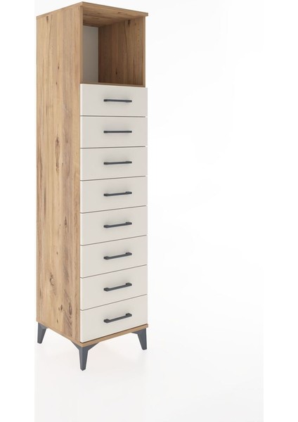 Hyperion Dolap Tek Raflı 8 Çekmeceli 44X44X182 Çam-Aytaşı fiyatları