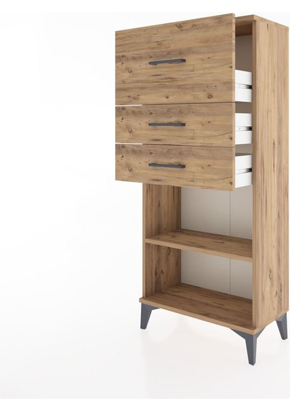 Hyperion Dolap Tek Raflı 3 Çekmeceli 60X44X134 Çam-Çam fırsatları
