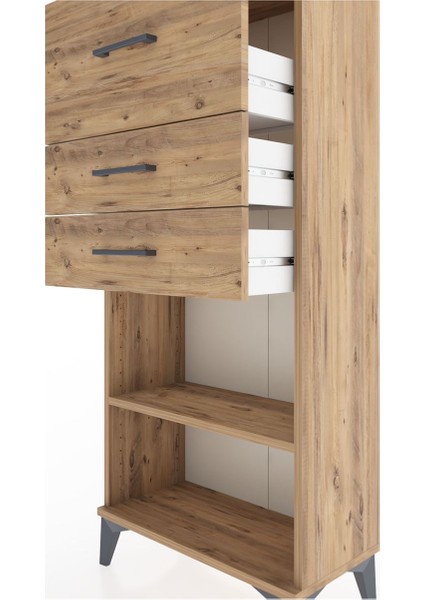Hyperion Dolap Tek Raflı 3 Çekmeceli 60X44X134 Çam-Çam indirimleri
