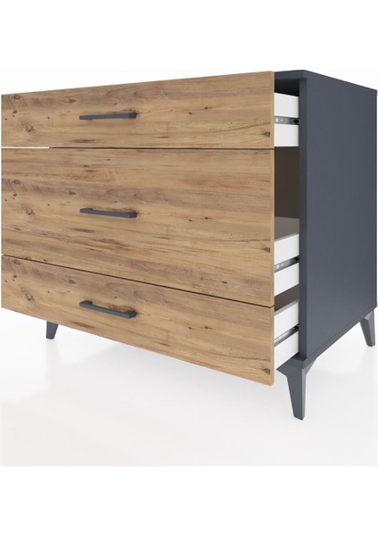 Kronos Şifonyer 3 Çekmeceli 88X59X80 Antrasit-Çam fırsatları