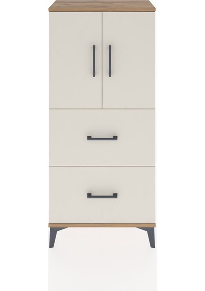 Hyperion Dolap Tek Raflı 2 Çekmeceli 2 Kapaklı 60X44X134 Çam-Aytaşı