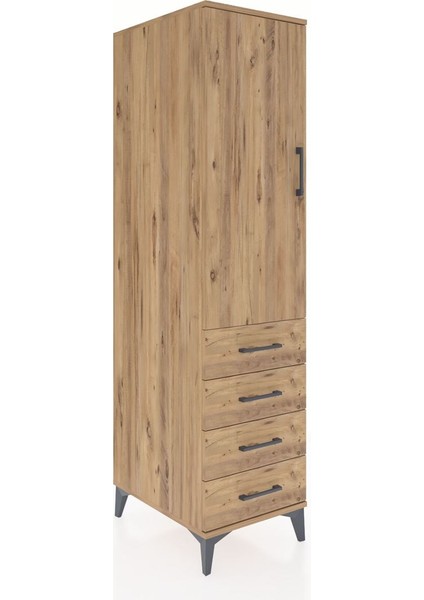 Kronos Dolap Tek Raflı 4 Çekmeceli Tek Askılı 44X59X182 Çam-Çam fiyatları