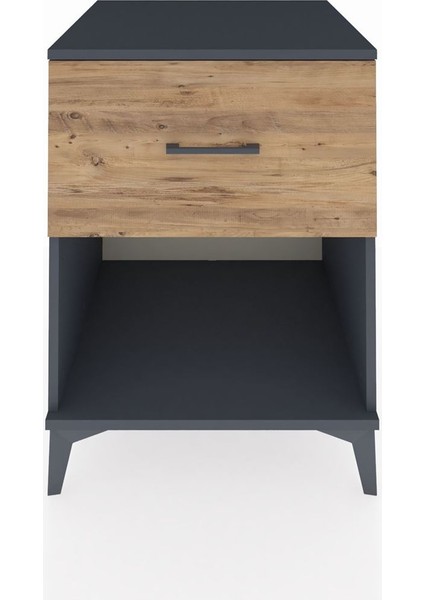 Kronos Komodin Tek Çekmeceli 60X59X80 Antrasit-Çam