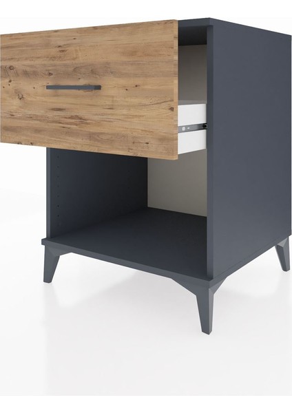 Kronos Komodin Tek Çekmeceli 60X59X80 Antrasit-Çam fırsatları