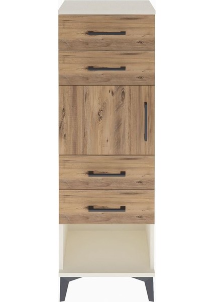 Arges Dolap Tek Raflı 4 Çekmeceli Tek Kapaklı 44X30X134 Aytaşı-Çam