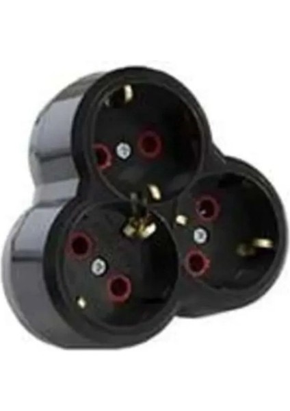 3 Lü Yonca Topraklı Golyat Fiş Priz 2 Ader ( Siyah - Beyaz) fiyatları