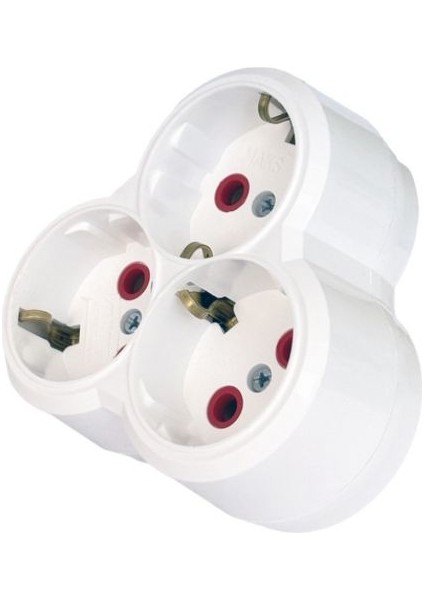 3 Lü Yonca Topraklı Golyat Fiş Priz 2 Ader ( Siyah - Beyaz) modelleri