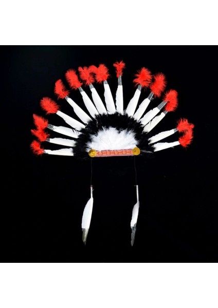 Beyaz Tüylü Siyah Kırmızı Büyük Hintli Kızılderili Başlığı modelleri