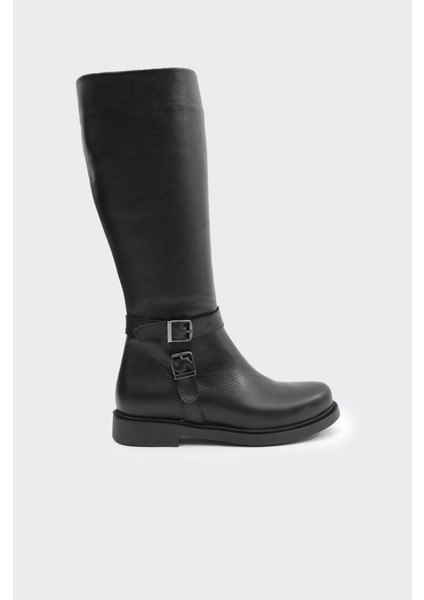 Hakiki Deri Düz Taban Kadın Çizme