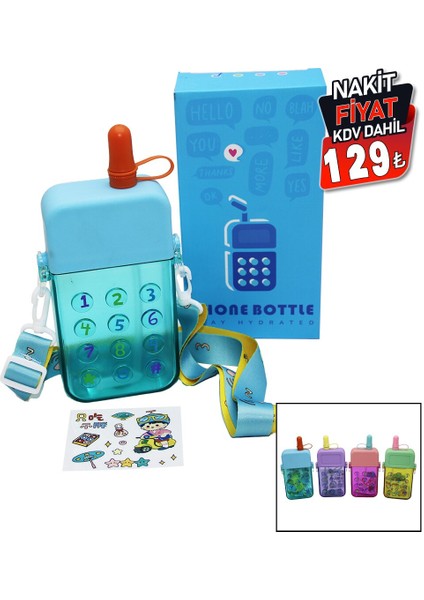 Telefon Modeli Renkli Mika Kristal Suluk Matara Pipetli - Vidalı Kapak - Askılı 300ML (4172) fiyatları