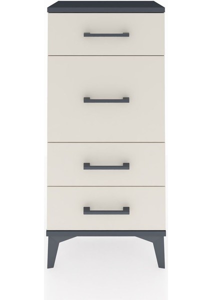 Arges Komodin 4 Çekmeceli 44X30X96 Antrasit-Aytaşı