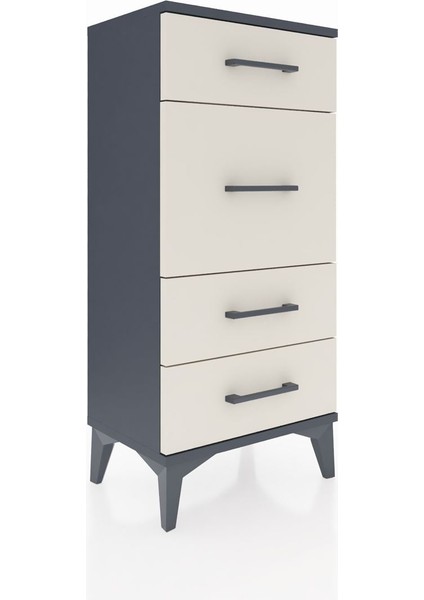 Arges Komodin 4 Çekmeceli 44X30X96 Antrasit-Aytaşı fiyatları