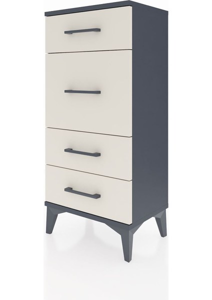 Arges Komodin 4 Çekmeceli 44X30X96 Antrasit-Aytaşı modelleri