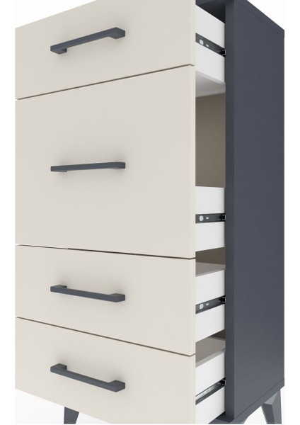 Arges Komodin 4 Çekmeceli 44X30X96 Antrasit-Aytaşı indirimleri