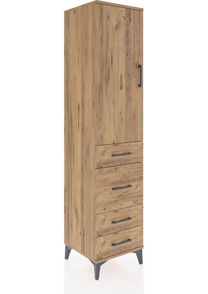 Hyperion Dolap 3 Raflı 4 Çekmeceli Tek Kapaklı 44X44X195 Çam-Çam fiyatları