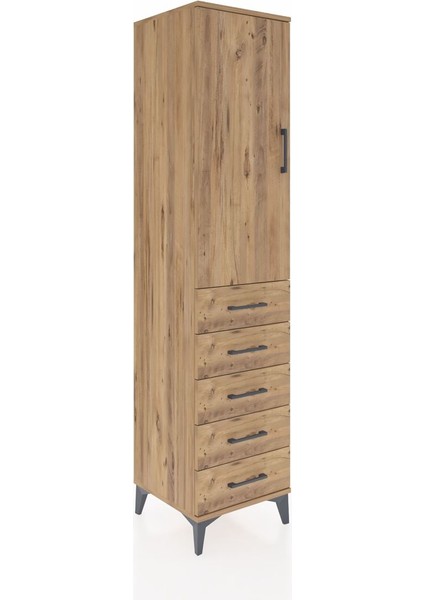 Hyperion Dolap 3 Raflı 5 Çekmeceli Tek Kapaklı 44X44X195 Çam-Çam fiyatları