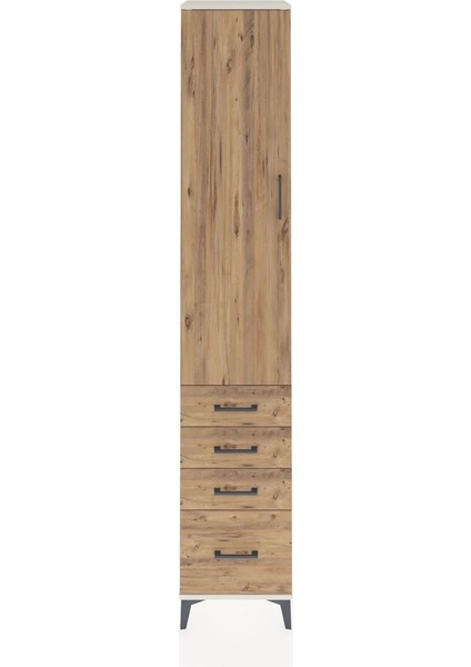 Hyperion Dolap 4 Raflı 4 Çekmeceli Tek Kapaklı 44X44X243 Aytaşı-Çam
