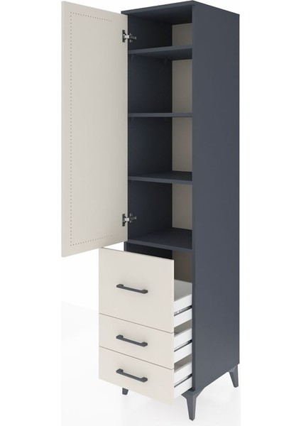 Hyperion Dolap 4 Raflı 3 Çekmeceli Tek Kapaklı 44X44X195 Antrasit-Aytaşı fırsatları