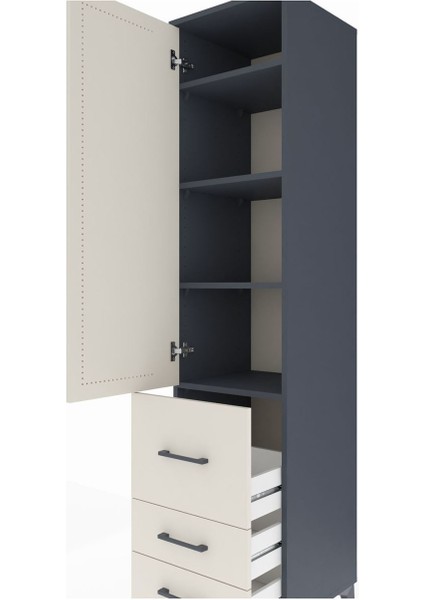 Hyperion Dolap 4 Raflı 3 Çekmeceli Tek Kapaklı 44X44X195 Antrasit-Aytaşı indirimleri