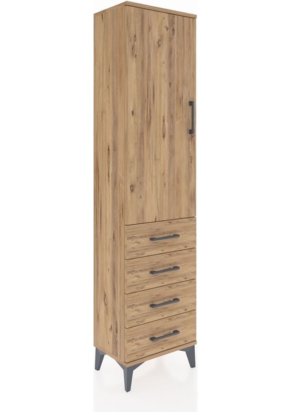 Arges Dolap Tek Raflı 4 Çekmeceli Tek Askılı 44X30X182 Çam-Çam fiyatları